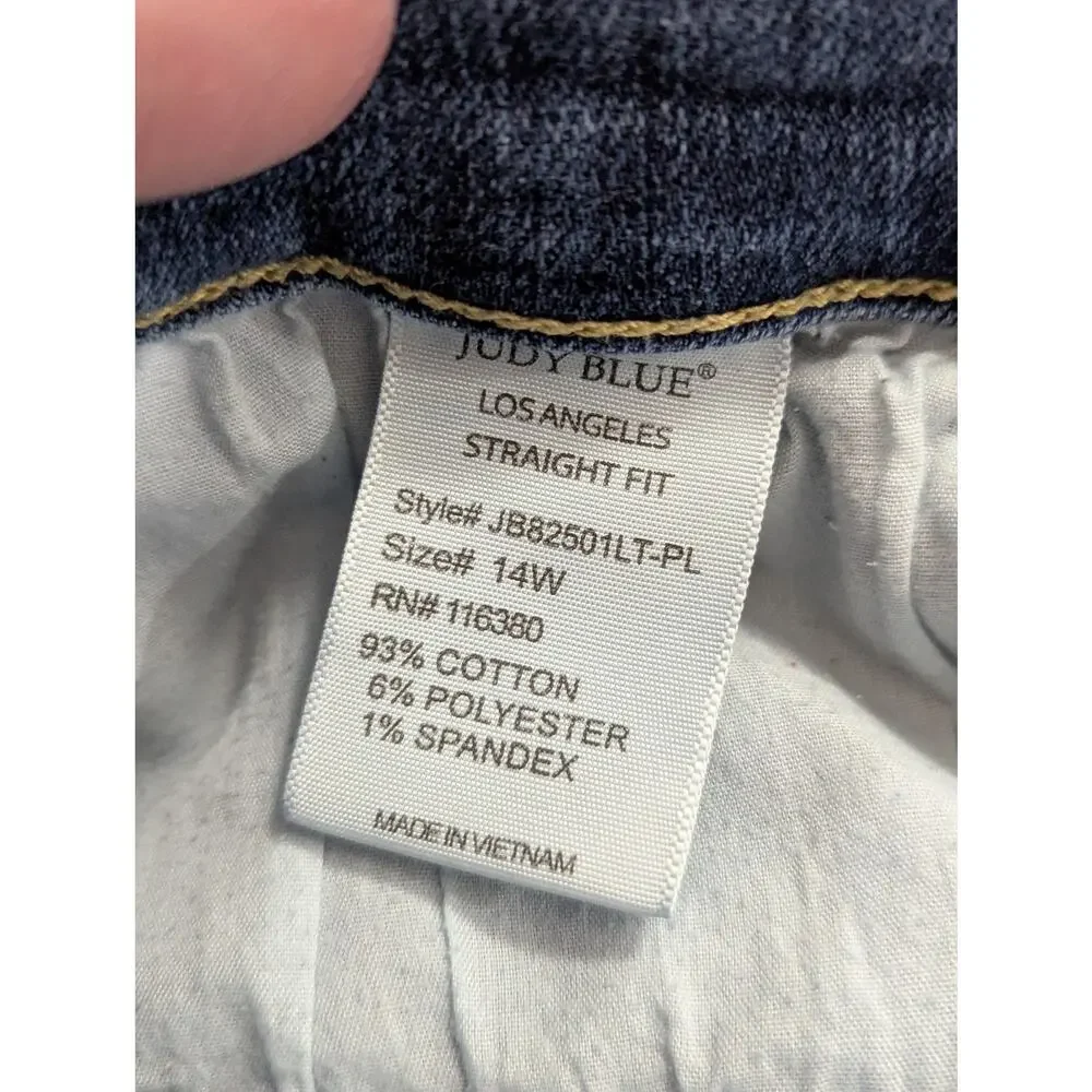 Judy Blue Mid Rise Straight Fit Women's Denim Jeans Sz 14W - Picture 14 of 15